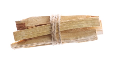 Photo of Bunch of palo santo sticks on white background