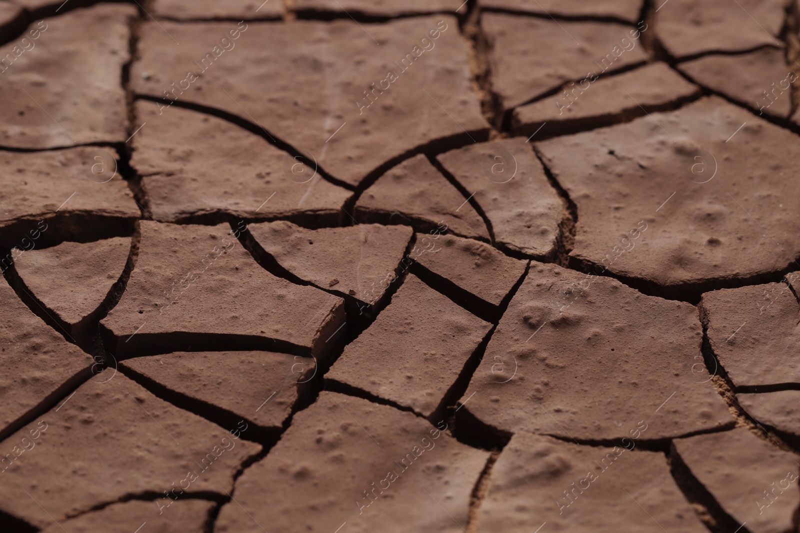 Photo of Dry cracked ground as background, closeup. Global warming