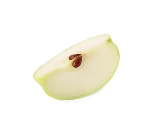 Photo of Piece of ripe green apple isolated on white