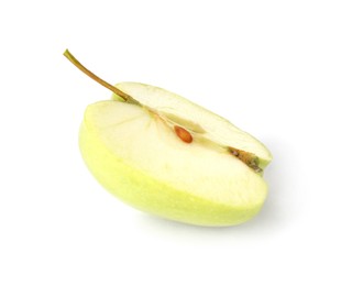 Photo of Half of ripe green apple isolated on white