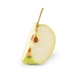 Photo of Piece of ripe green apple isolated on white