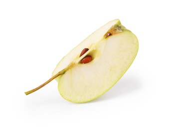 Photo of Piece of ripe green apple isolated on white