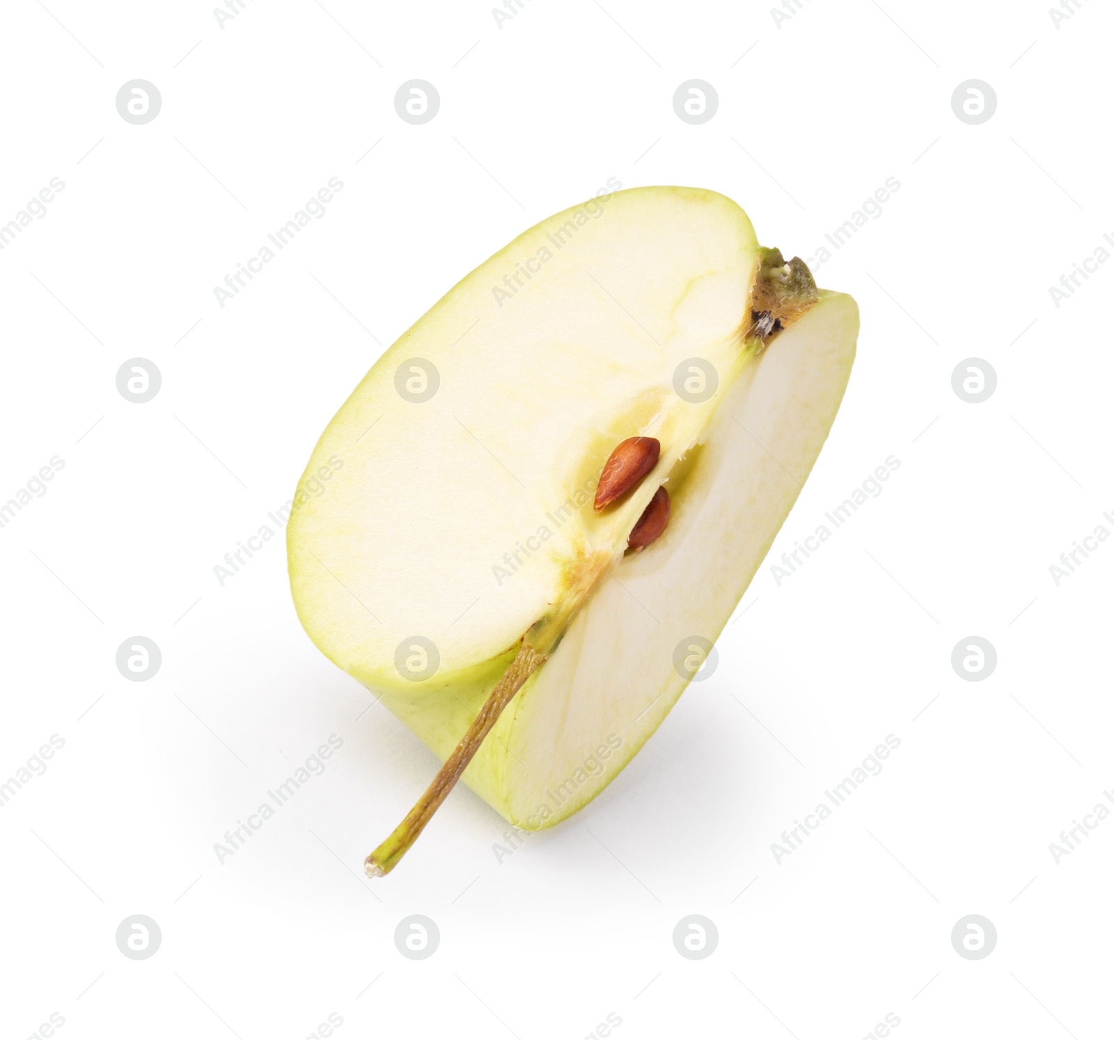 Piece of ripe green apple isolated on white Photo of Piece of ripe green apple isolated on white