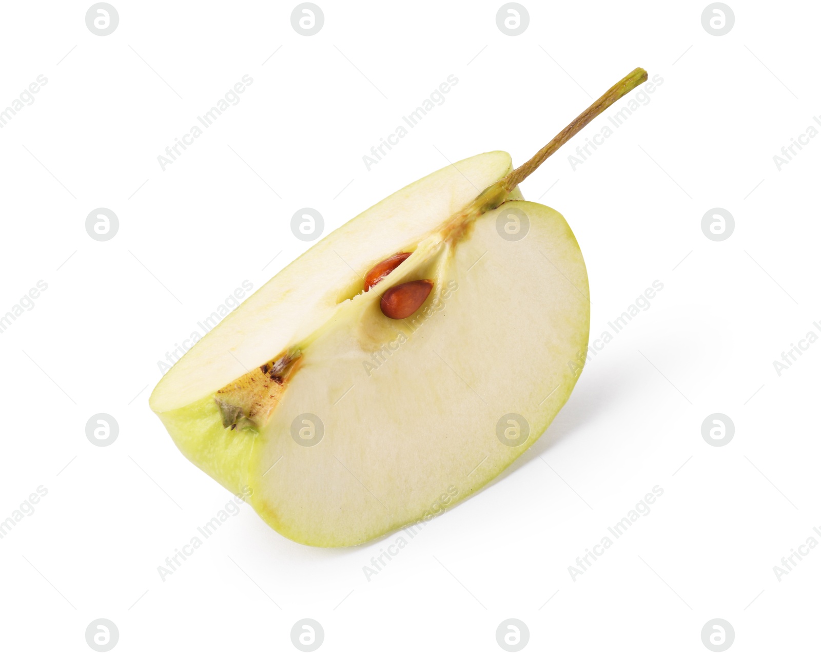Piece of ripe green apple isolated on white Photo of Piece of ripe green apple isolated on white