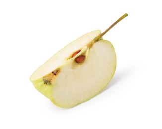 Photo of Piece of ripe green apple isolated on white