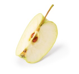 Photo of Piece of ripe green apple isolated on white