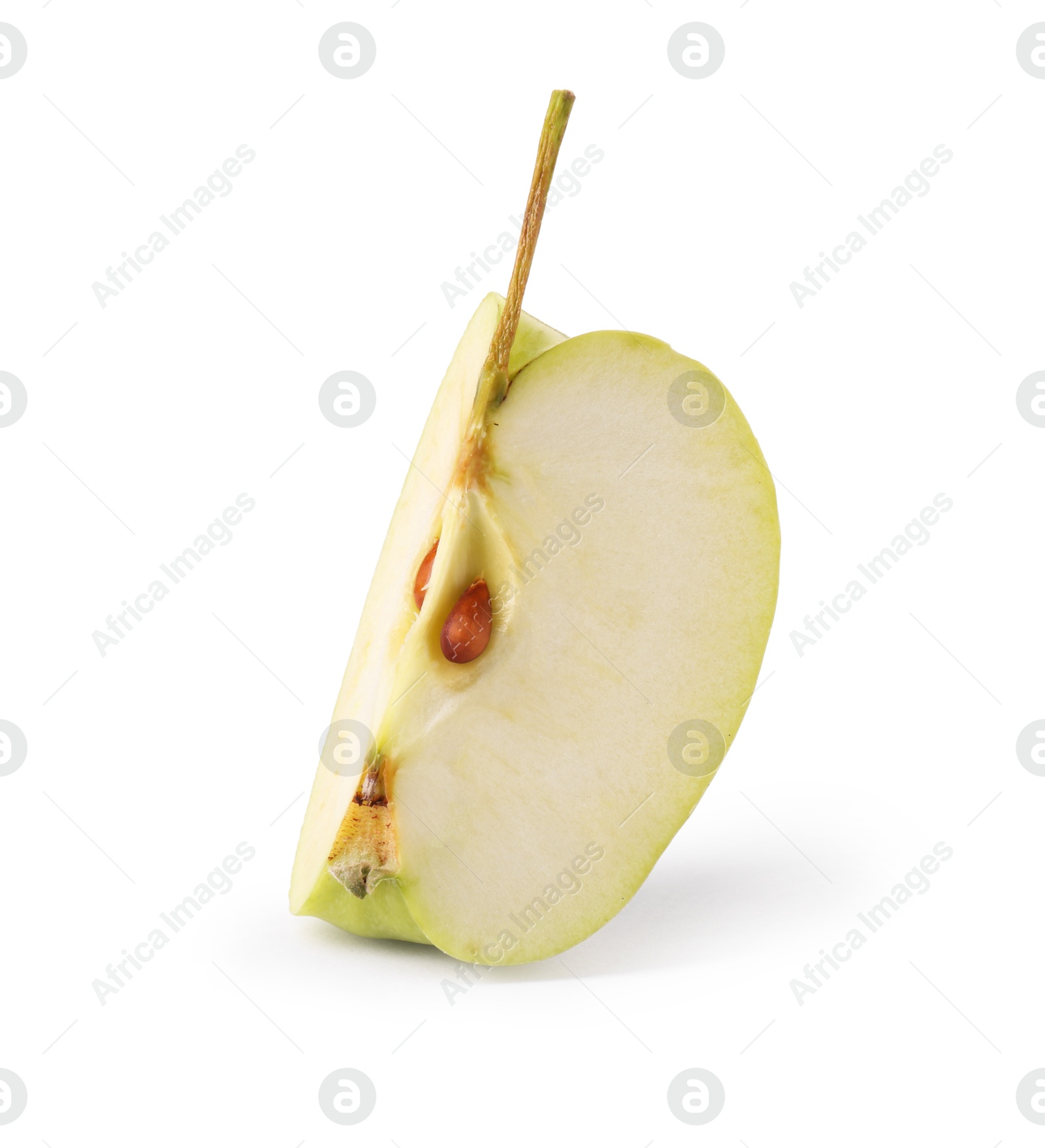 Piece of ripe green apple isolated on white Photo of Piece of ripe green apple isolated on white