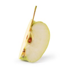 Photo of Piece of ripe green apple isolated on white