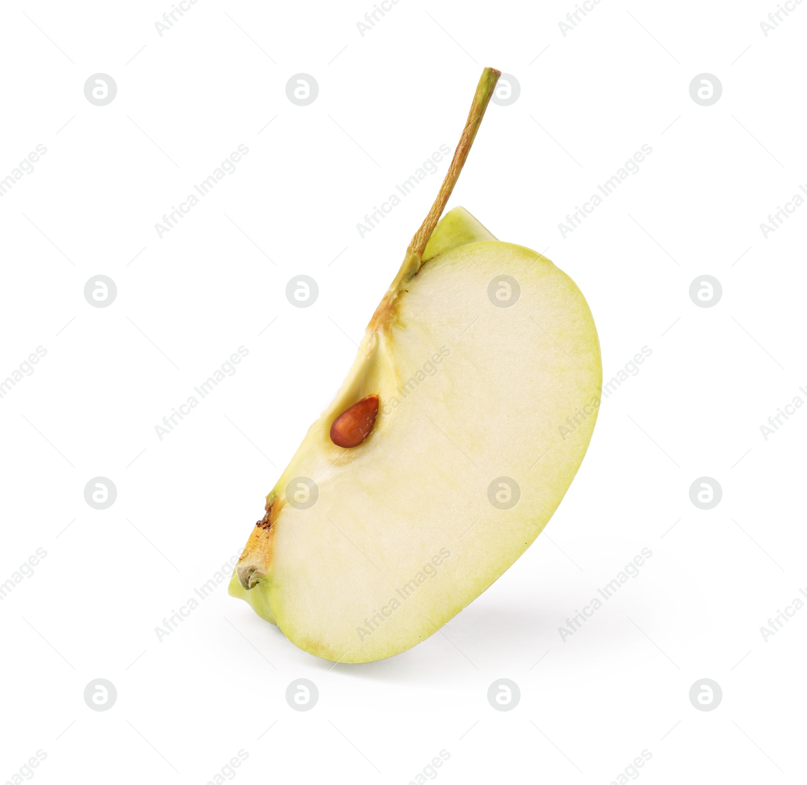 Piece of ripe green apple isolated on white Photo of Piece of ripe green apple isolated on white