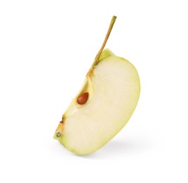 Photo of Piece of ripe green apple isolated on white