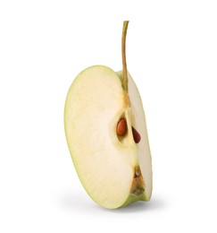 Photo of Piece of ripe green apple isolated on white