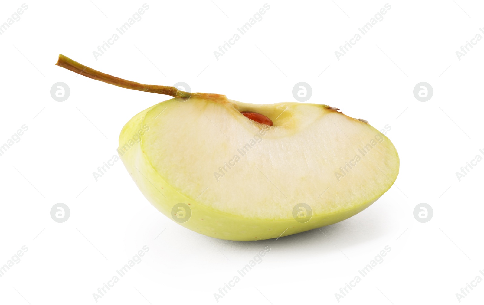 Piece of ripe green apple isolated on white Photo of Piece of ripe green apple isolated on white