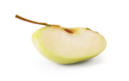 Photo of Piece of ripe green apple isolated on white