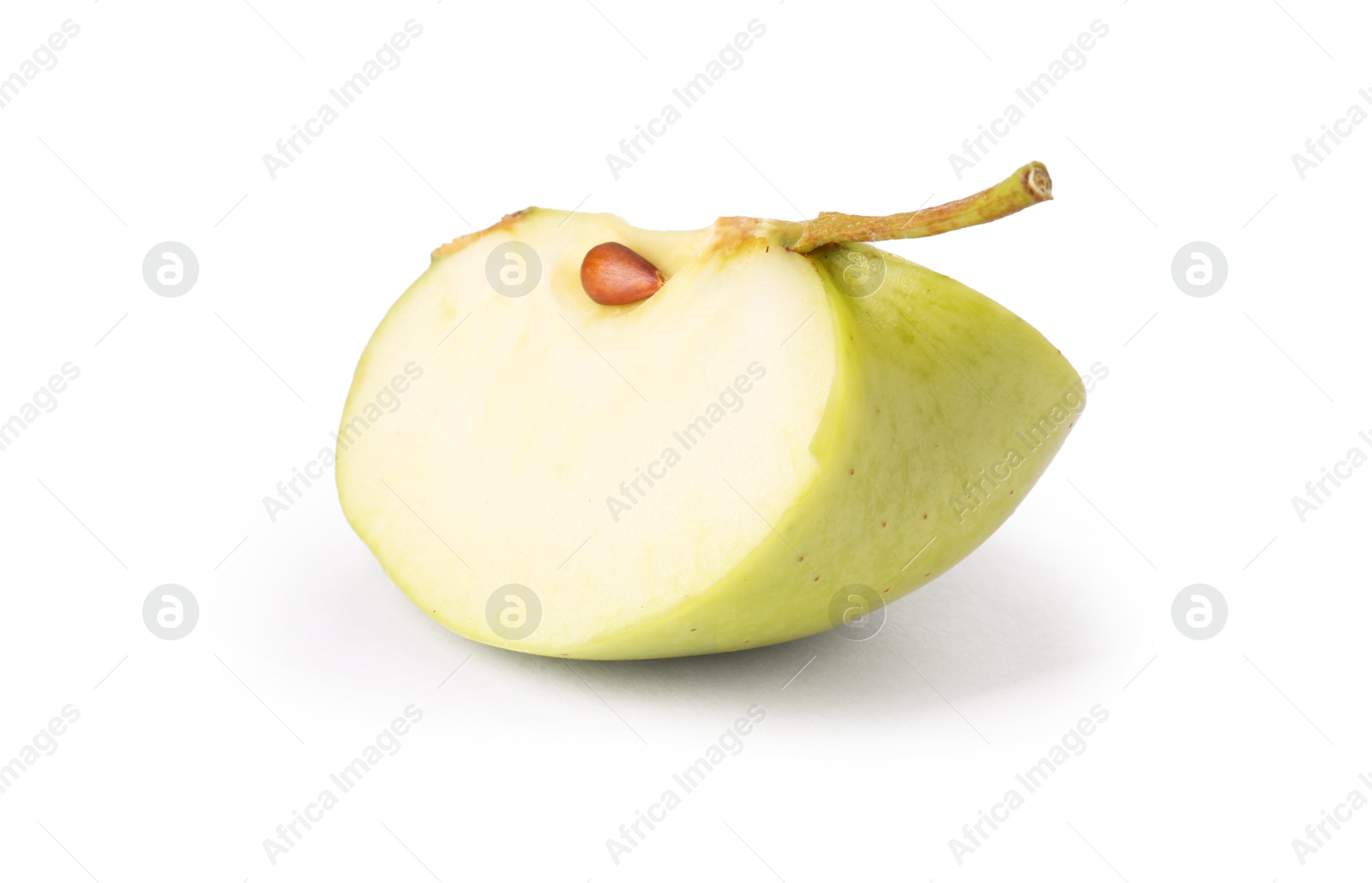 Piece of ripe green apple isolated on white Photo of Piece of ripe green apple isolated on white