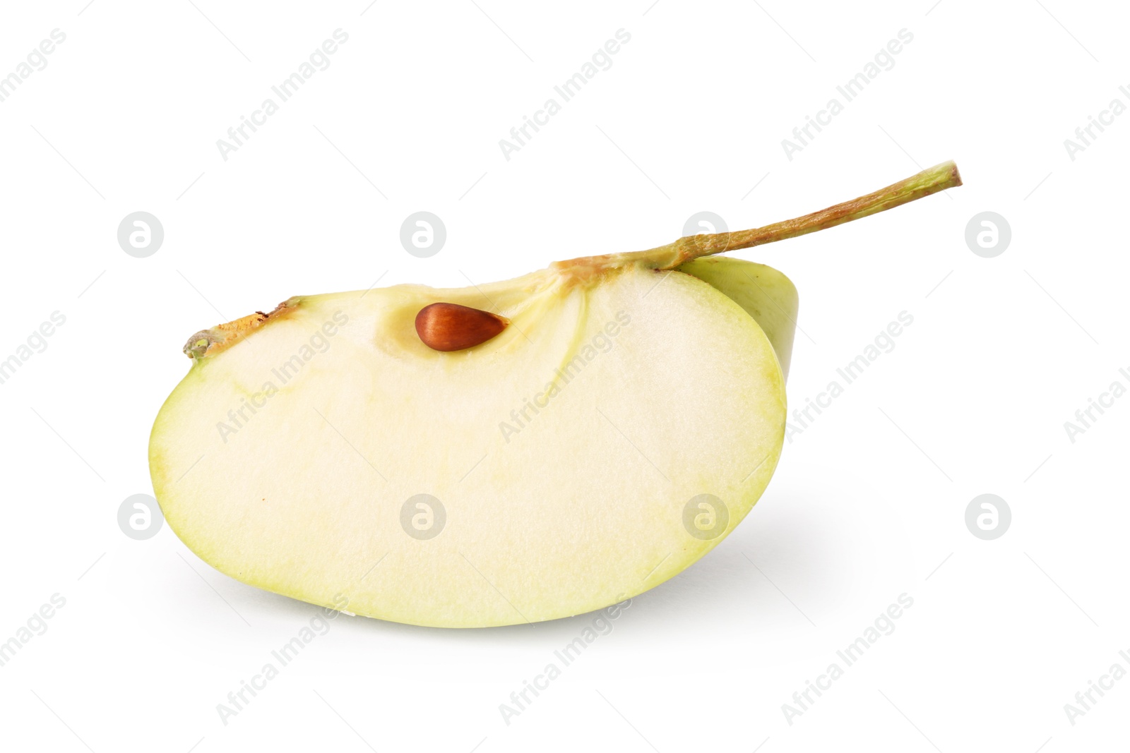 Piece of ripe green apple isolated on white Photo of Piece of ripe green apple isolated on white