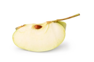 Photo of Piece of ripe green apple isolated on white