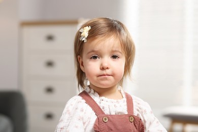 Photo of Portrait of cute little baby at home