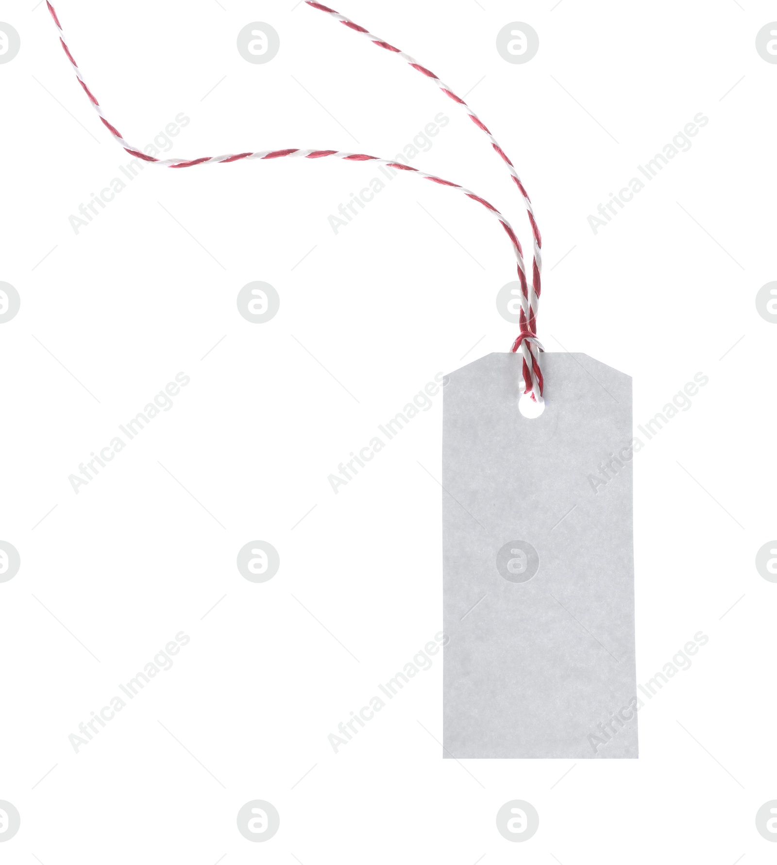 Blank tag with string isolated on white Photo of Blank tag with string isolated on white