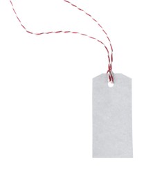 Photo of Blank tag with string isolated on white
