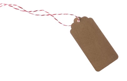 Photo of Blank tag with string isolated on white