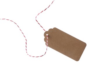 Photo of Blank tag with string isolated on white