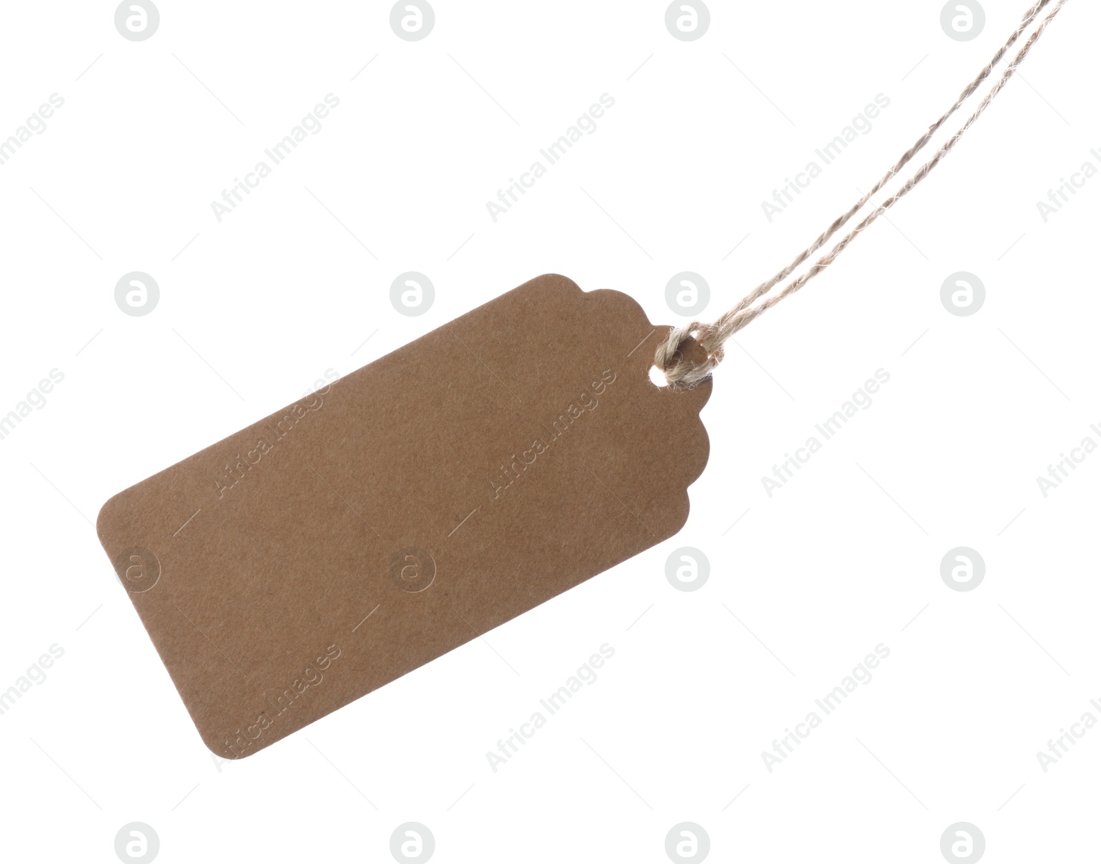 Blank tag with string isolated on white Photo of Blank tag with string isolated on white