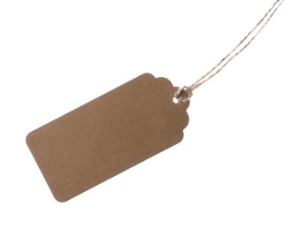 Photo of Blank tag with string isolated on white