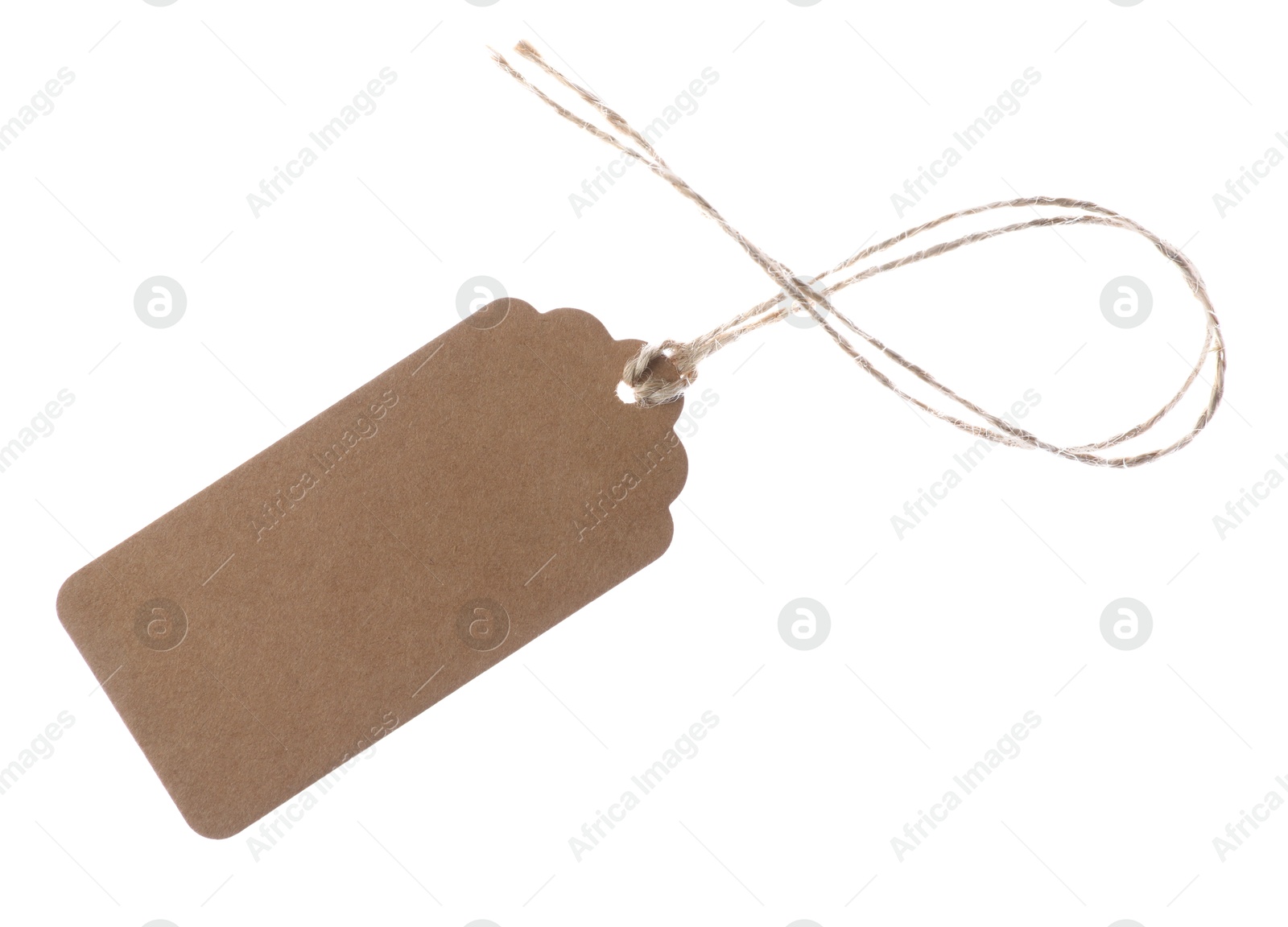 Blank tag with string isolated on white Photo of Blank tag with string isolated on white