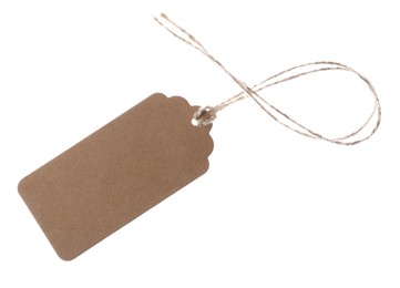 Photo of Blank tag with string isolated on white