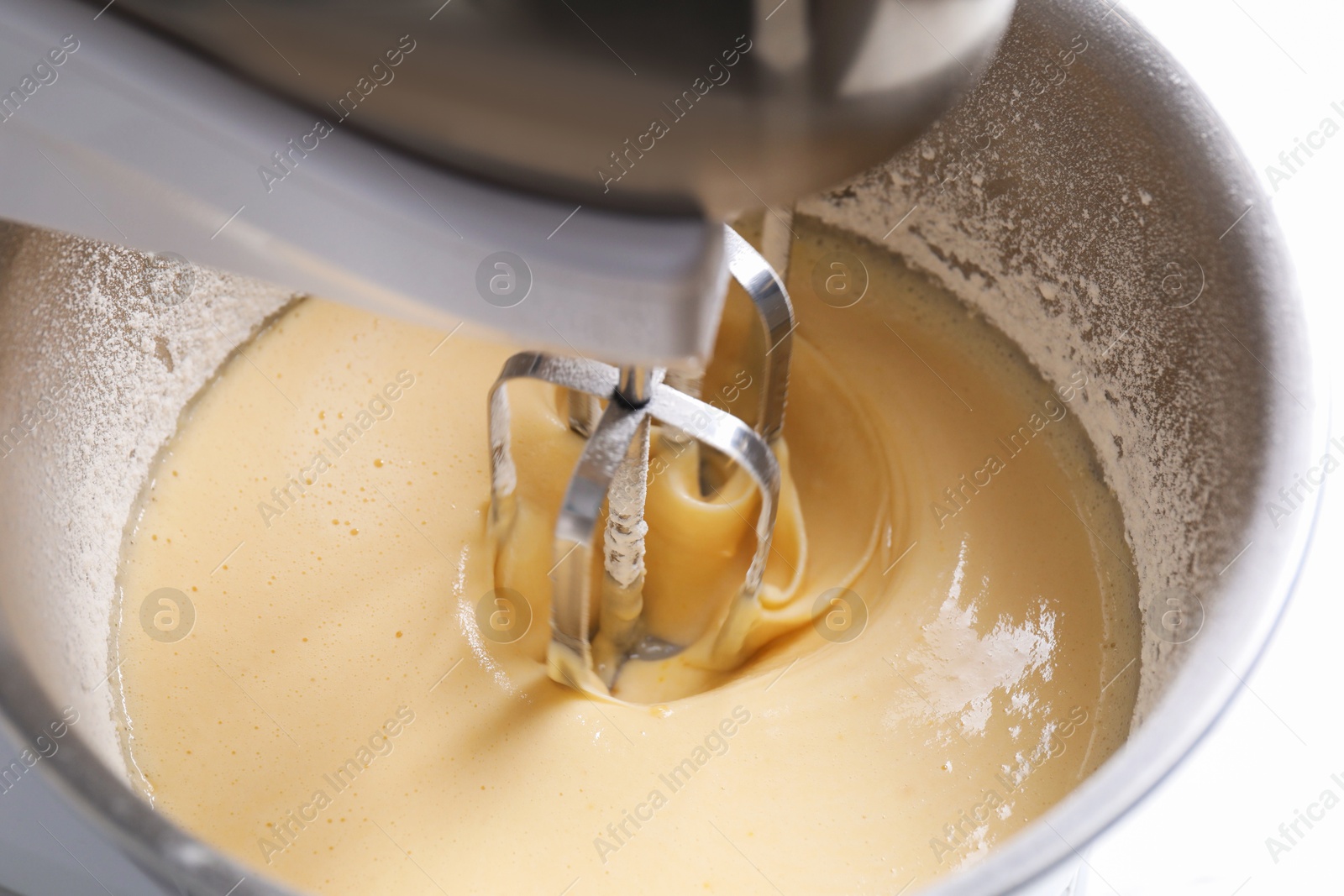 Photo of Making dough in bowl of stand mixer, closeup