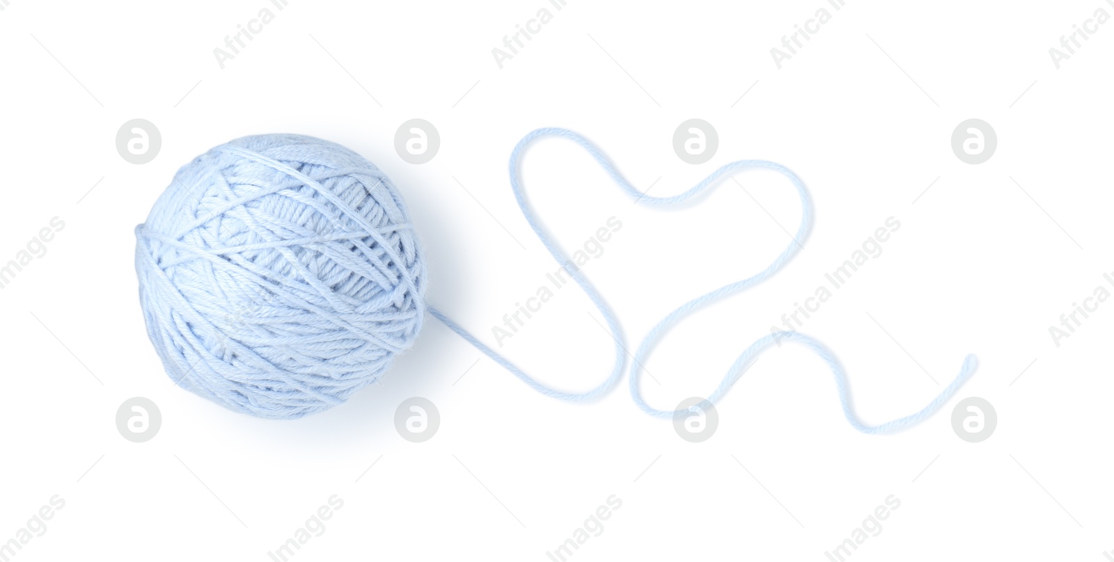 Photo of One ball of yarn isolated on white, top view