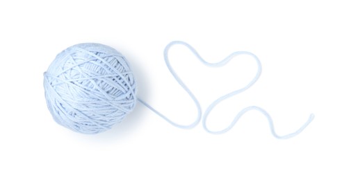 Photo of One ball of yarn isolated on white, top view