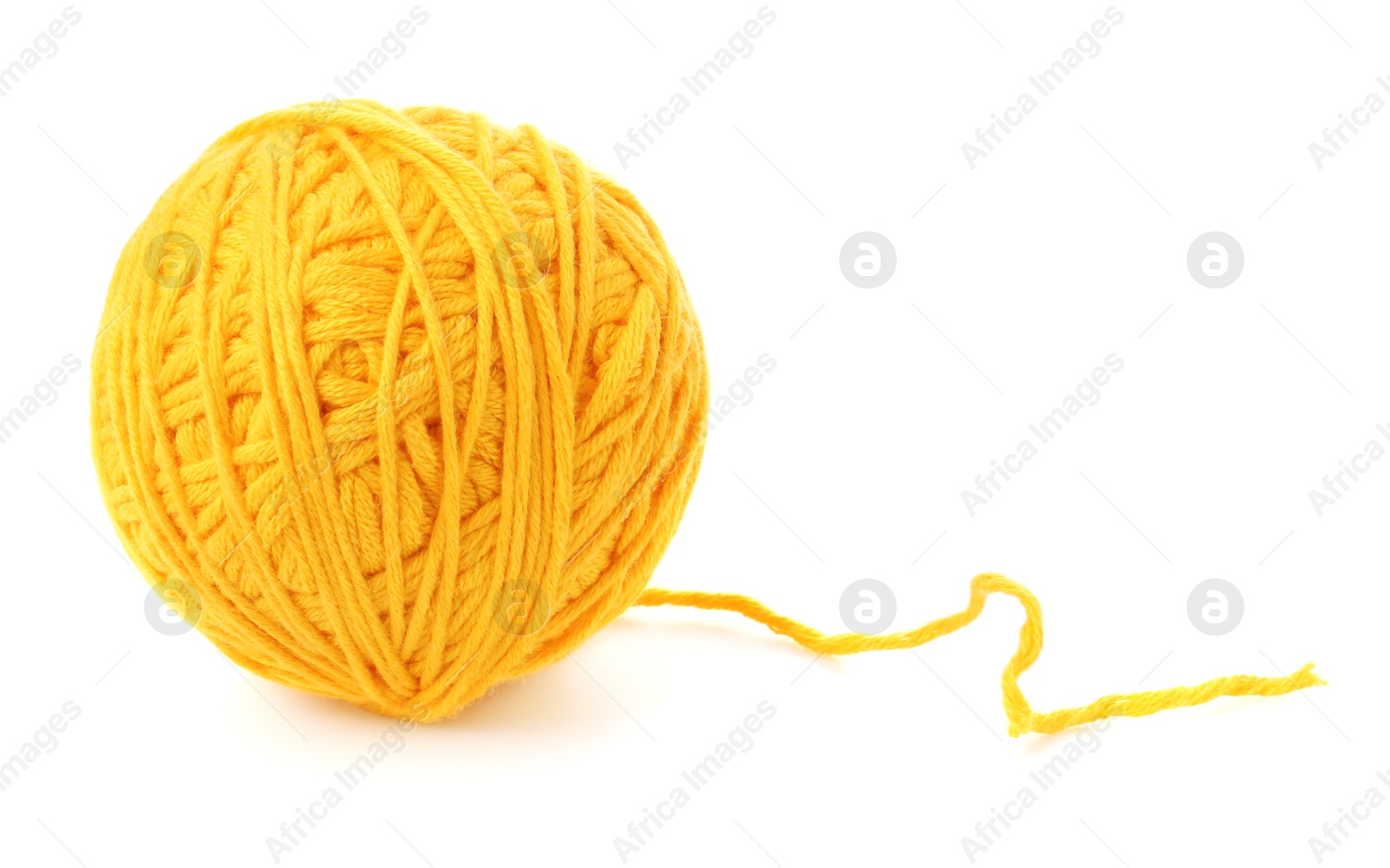 Photo of Ball of yellow yarn isolated on white