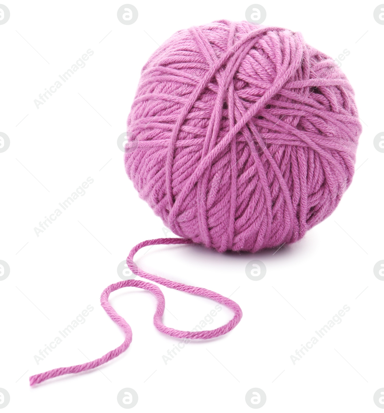 Photo of Ball of violet yarn isolated on white