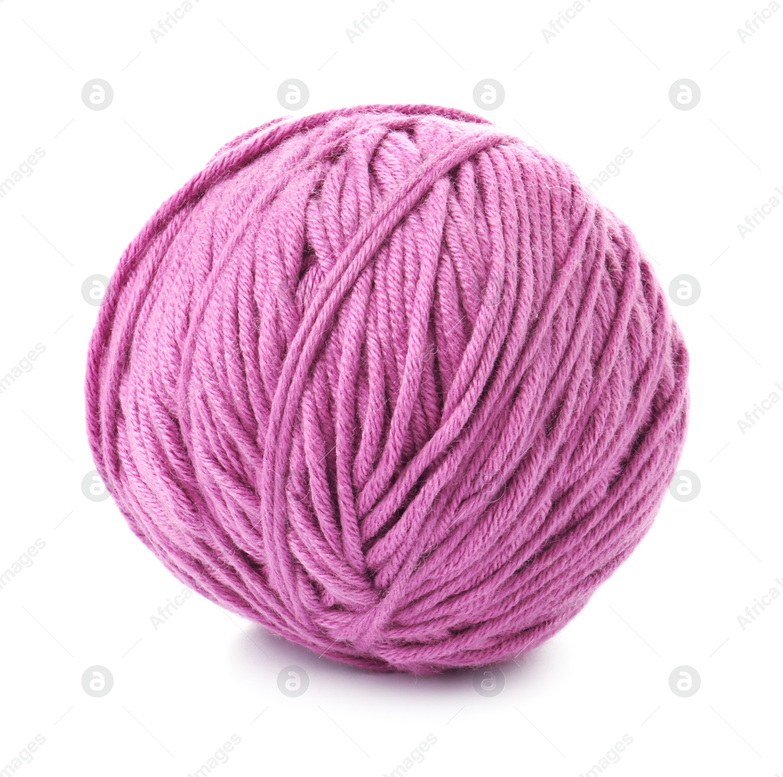 Photo of Ball of violet yarn isolated on white