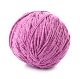 Ball of violet yarn isolated on white