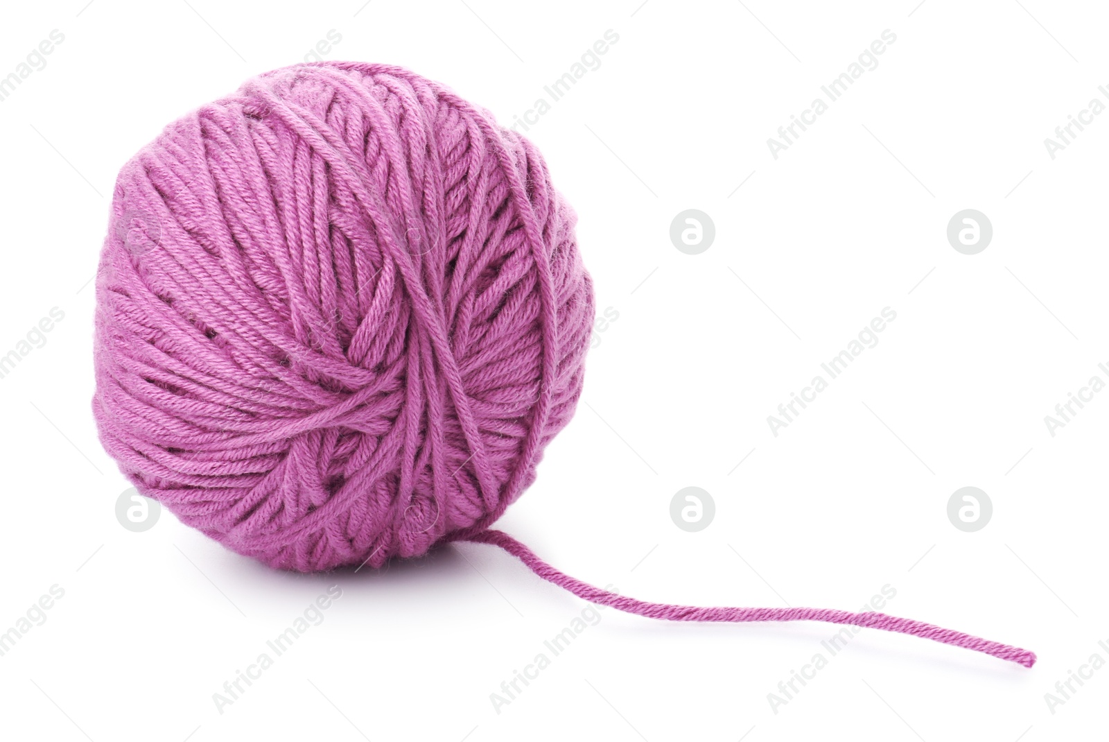 Photo of Ball of violet yarn isolated on white