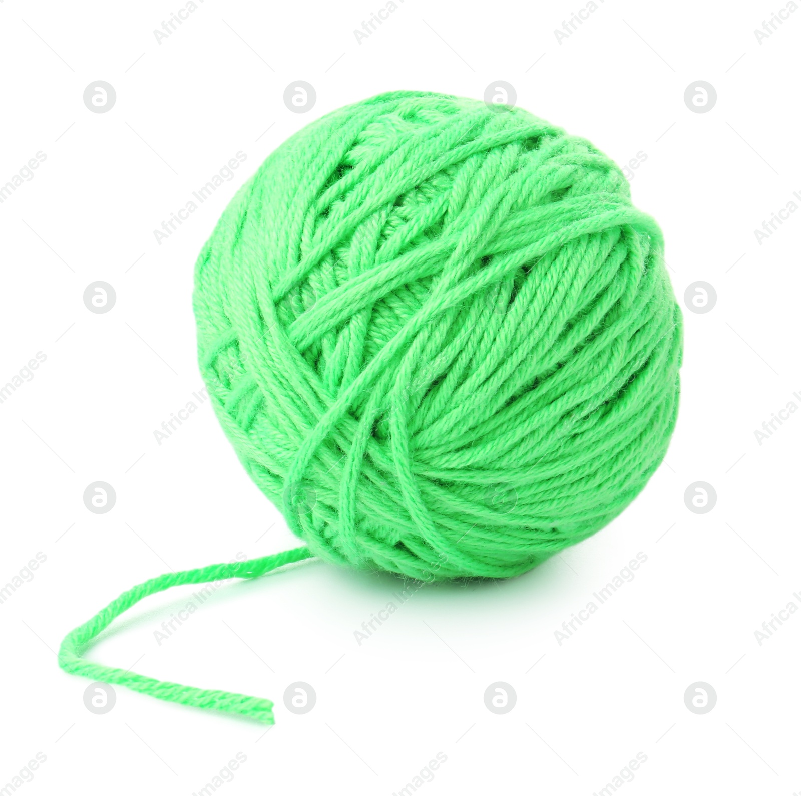 Photo of Ball of light green yarn isolated on white