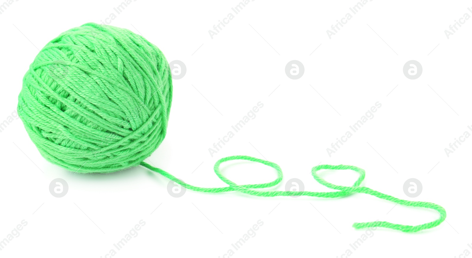 Photo of Ball of light green yarn isolated on white