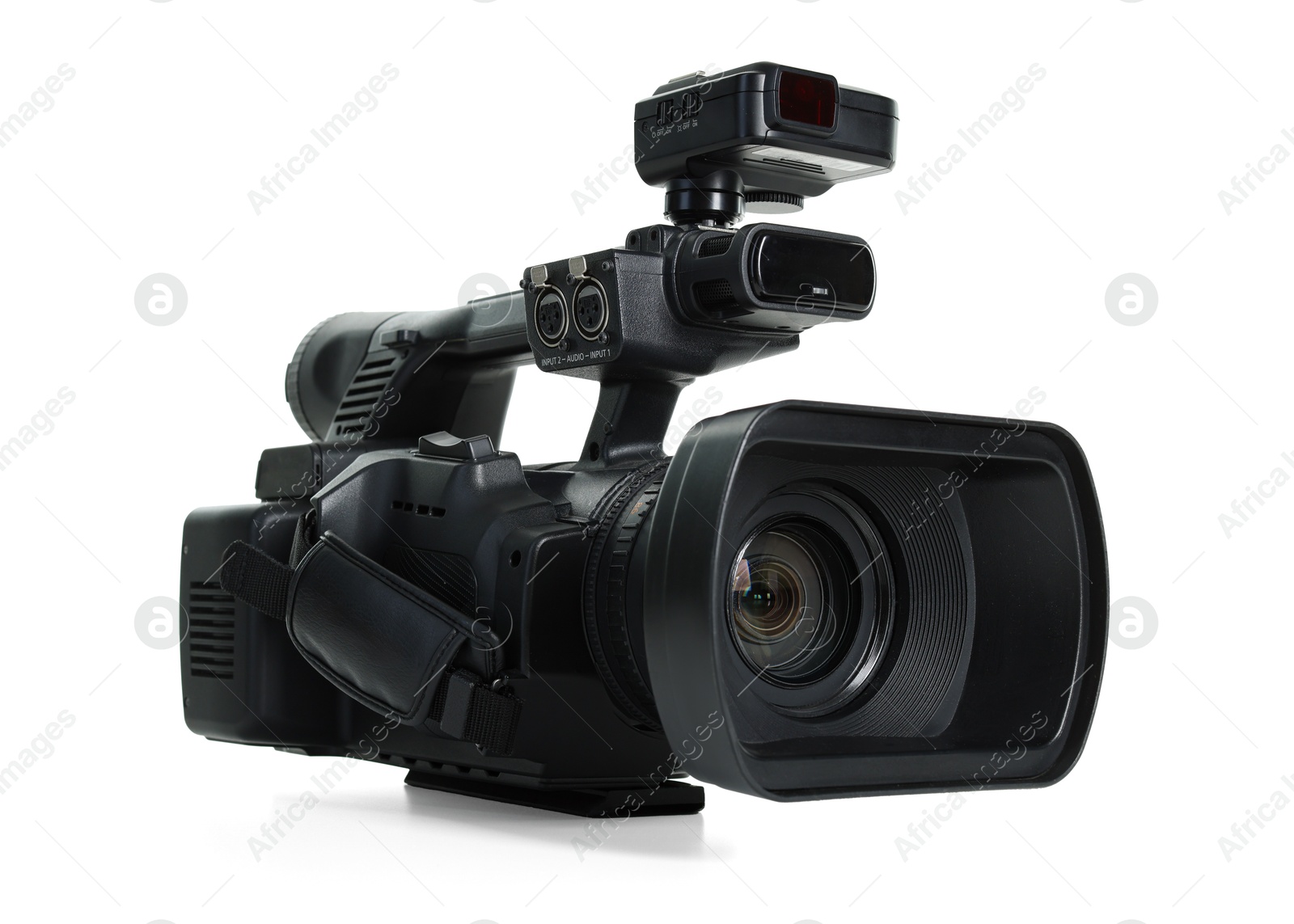 Photo of Modern professional video camera isolated on white