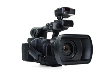 Photo of Modern professional video camera isolated on white