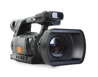 Photo of Modern professional video camera isolated on white