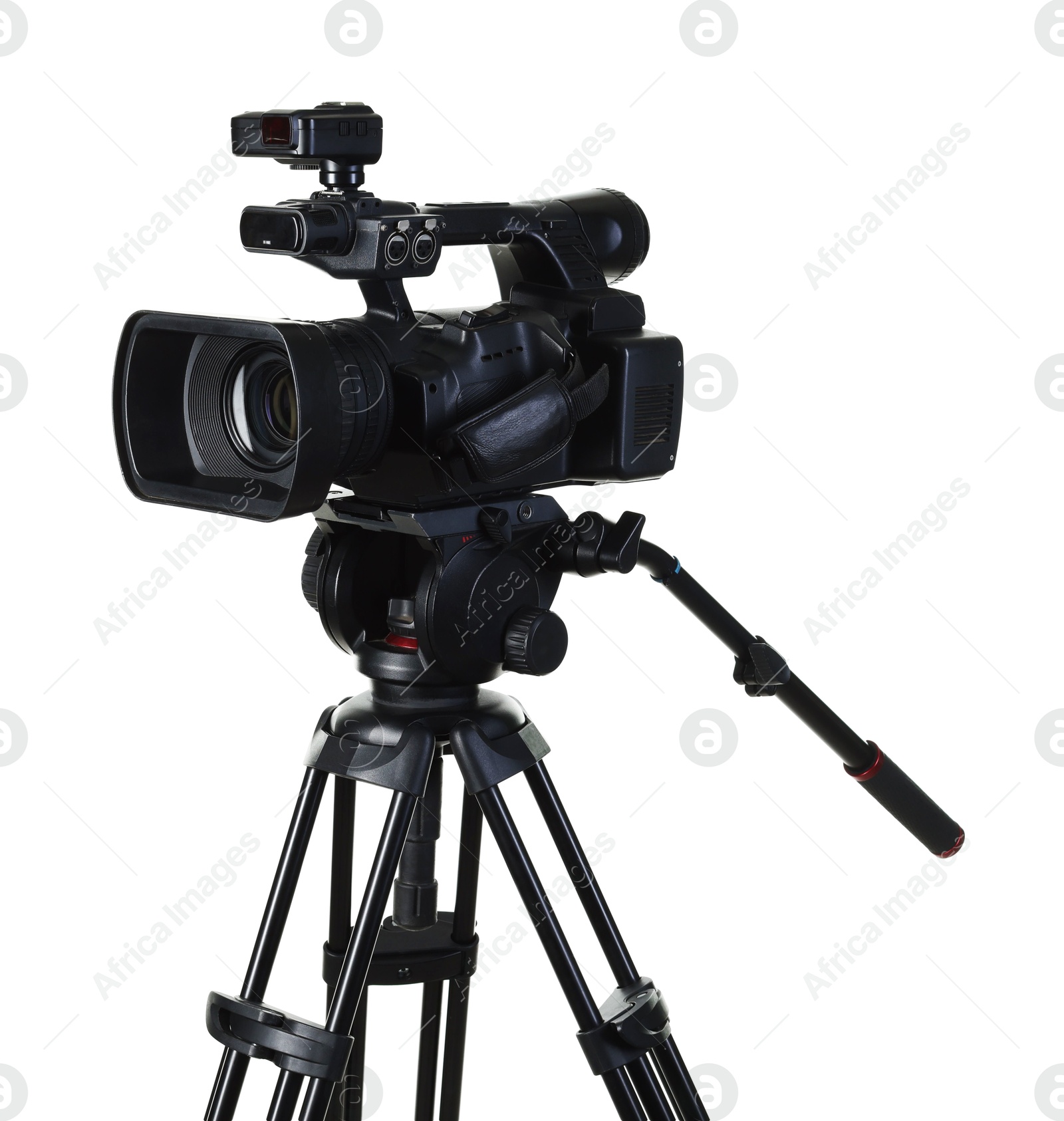 Photo of Modern professional video camera isolated on white