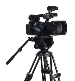 Photo of Modern professional video camera isolated on white