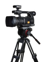 Photo of Modern professional video camera isolated on white