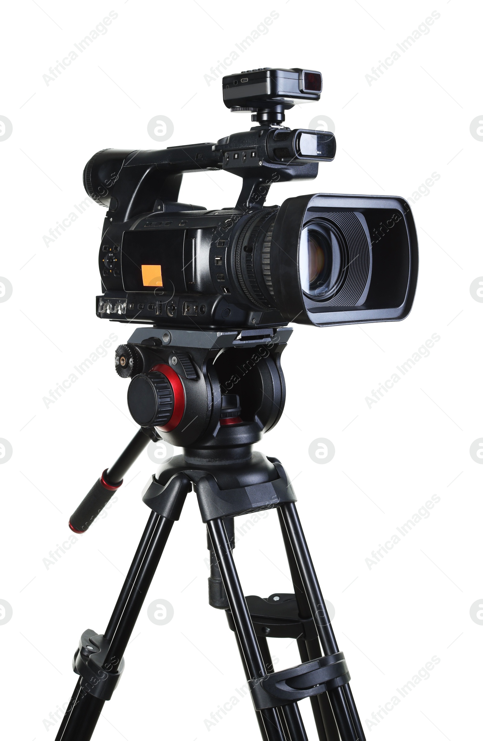 Photo of Modern professional video camera isolated on white