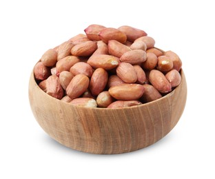 Photo of Fresh peanuts in bowl isolated on white