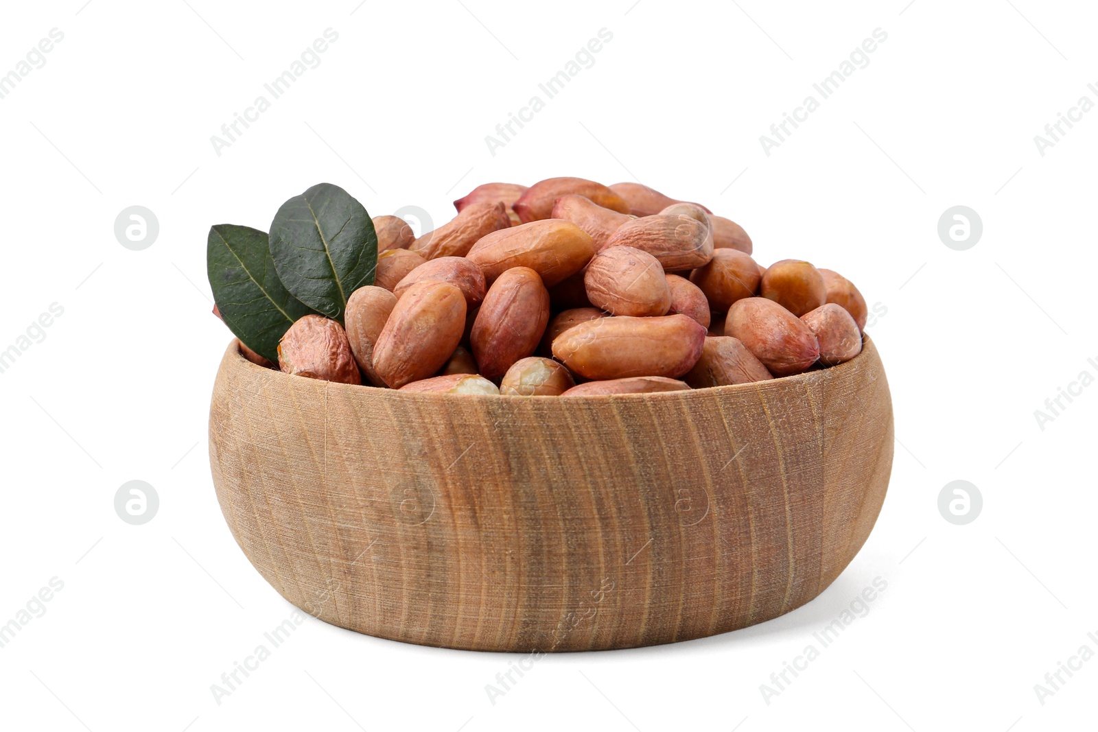 Fresh peanuts in bowl isolated on white Photo of Fresh peanuts in bowl isolated on white