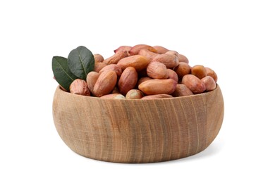 Photo of Fresh peanuts in bowl isolated on white