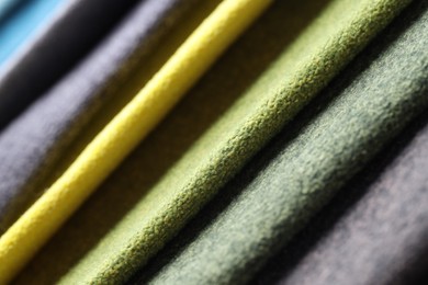 Photo of Textures of different fabrics as background, closeup